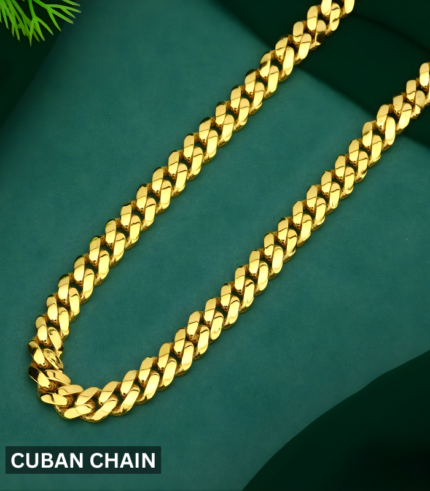 1 Gram 24Kt Gold Plated Cuban Chain Design Gents Chain