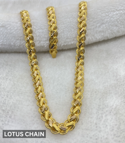 1 Gram 24Kt Gold Plated Lotus Chain Design Gents Chain