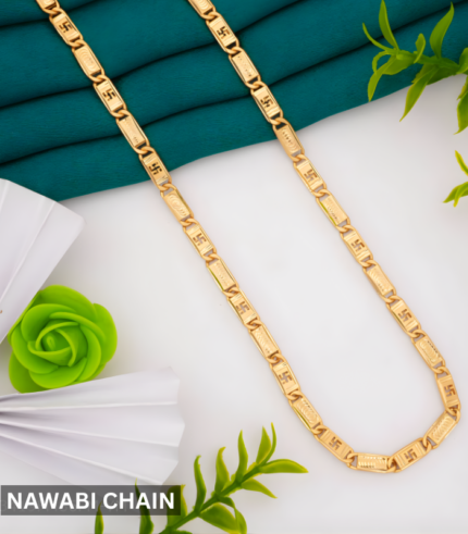 1 Gram 24Kt Gold Plated Nawabi Chain Design Gents Chain